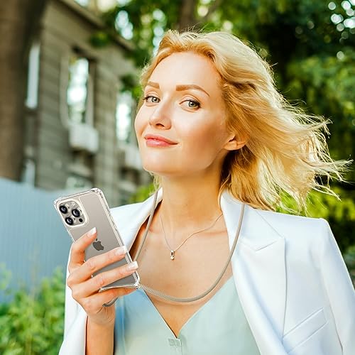 Miniatura 7 de ZTOFERA Compatible con iPhone 15 Pro Max, funda transparente con cordón ajustable, TPU suave y delgada, a prueba de golpes, funda cruzada para
