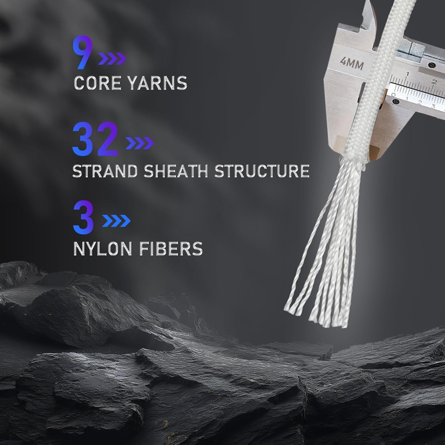 Paracordland-750LB Paracord Rope-100ft/500ft/1000ft- 9 Strand Parachute Spool Cord Heavy Duty String Ideal for Survival Gear Bracelet Camping Hikig Fishing-White