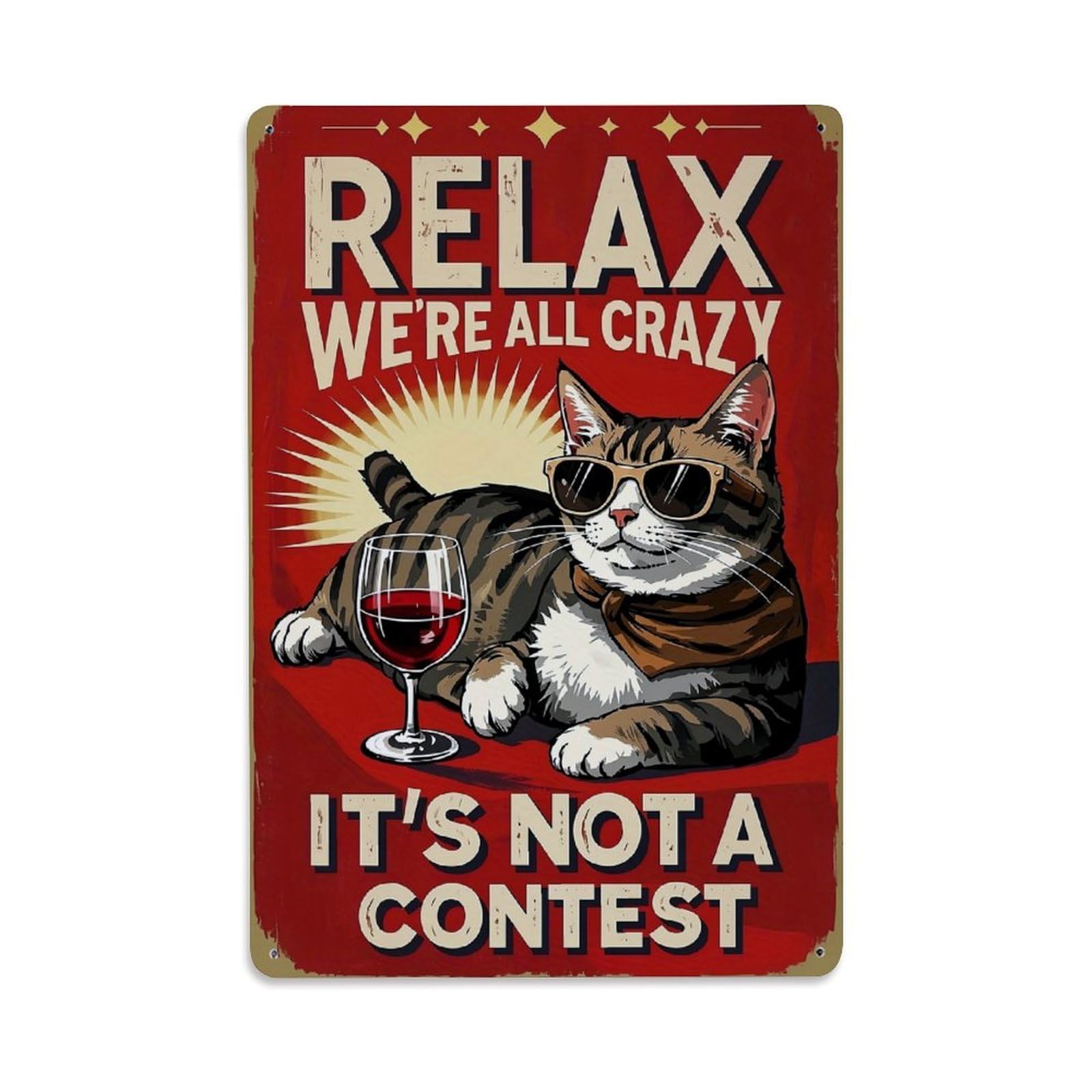 Jdfenggu Vintage Relax We Are All Crazy_1 Retro Metal Tin Sign, Metal Poster For Bar, Home, Man Cave, Kitchen, Laundry Room Art Decor 8X12 Inch