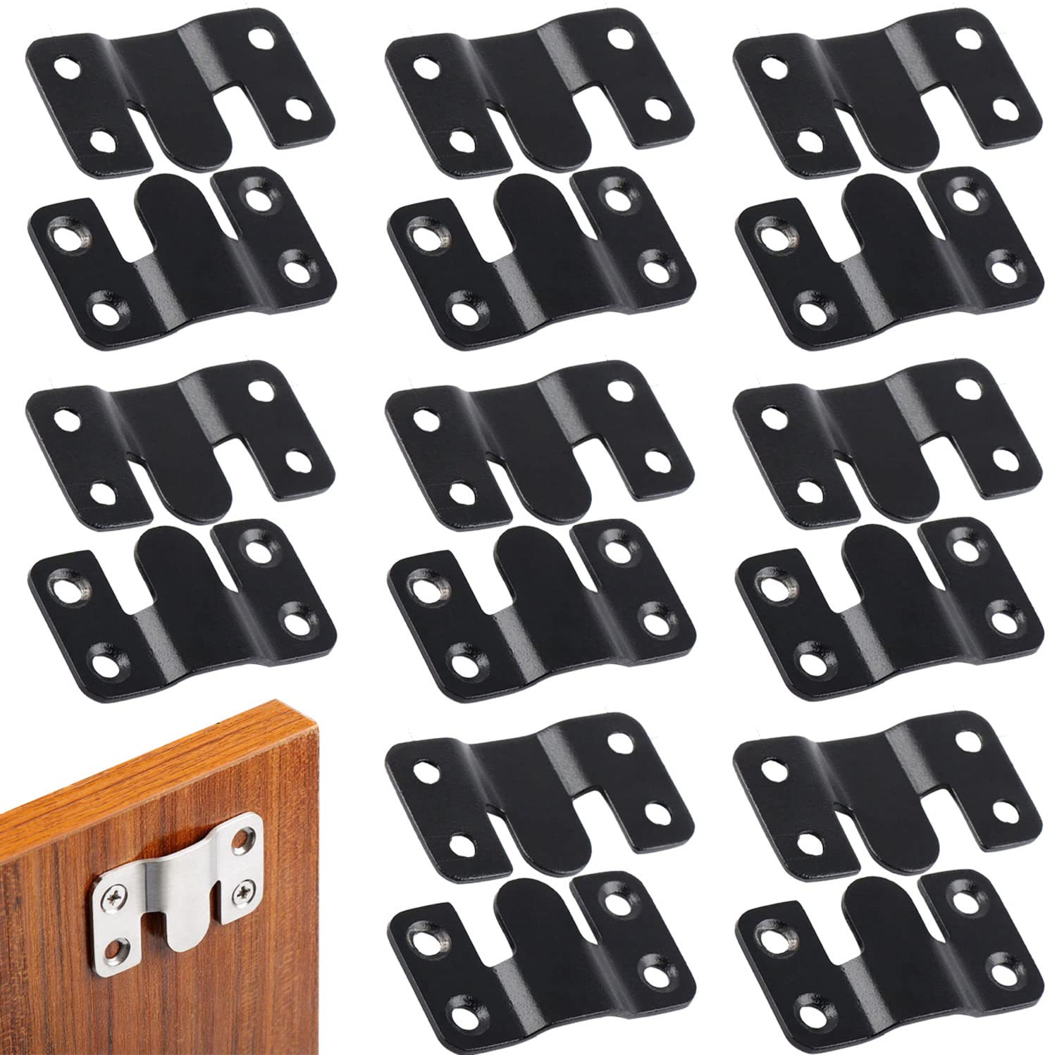 16Pcs Stainless Steel Interlock Hanging Buckle,Flush Concealed Mount Brackets Stainless Steel Z Clip Bracket Interlock Hanging Buckle Mountain Buckle for Picture Display Art Gallery
