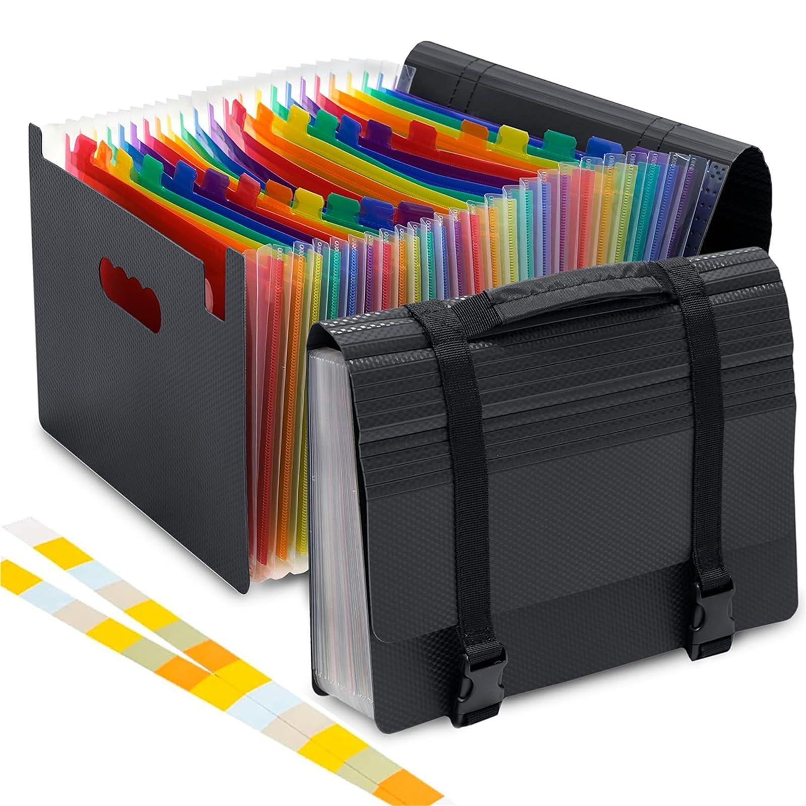 Carpeta Ampliable De 24 Bolsillos Con Asa Para Escritorio | Y cierre a presión, caja de archivos portátil for facturas, recibos, documentos y archivos