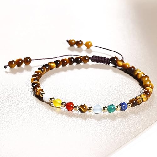 Miniatura 8 de Jewever Pulseras de 7 chakras para mujer, piedra real, cuerda de la suerte, pulsera de cuentas de cristal, cristales y piedras curativas, joyería,