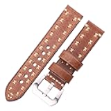 HFERHT Genuine Leather Handmade Watchband 22mm 24mm Women Men Watch Band Brown Black Green Coffee Vintage Strap for Smart Watch(Brown,22mm)