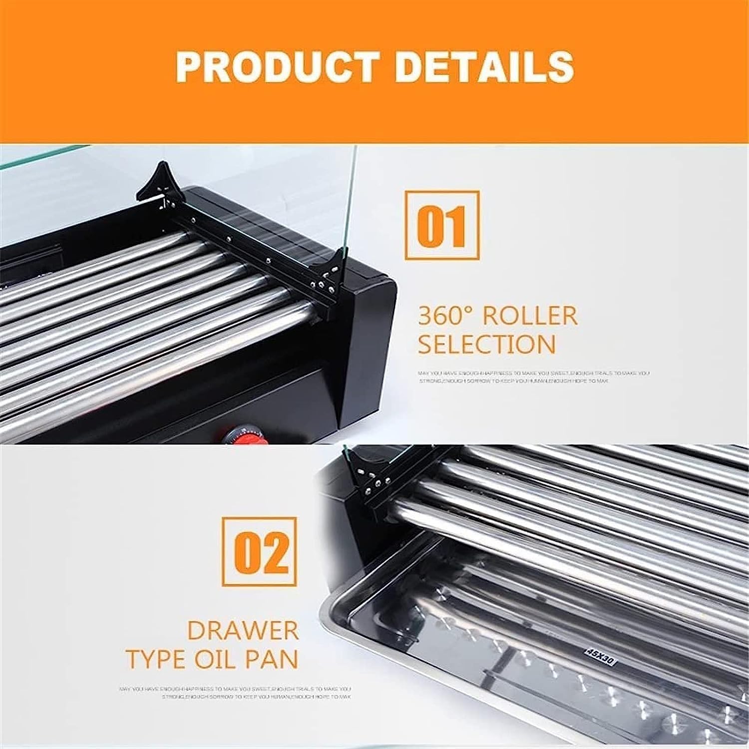 Máquinas para Perritos Calientes Asador automático de Salchichas, Calentador para Perritos Calientes con encimera de Acero Inoxidable, Capacidad