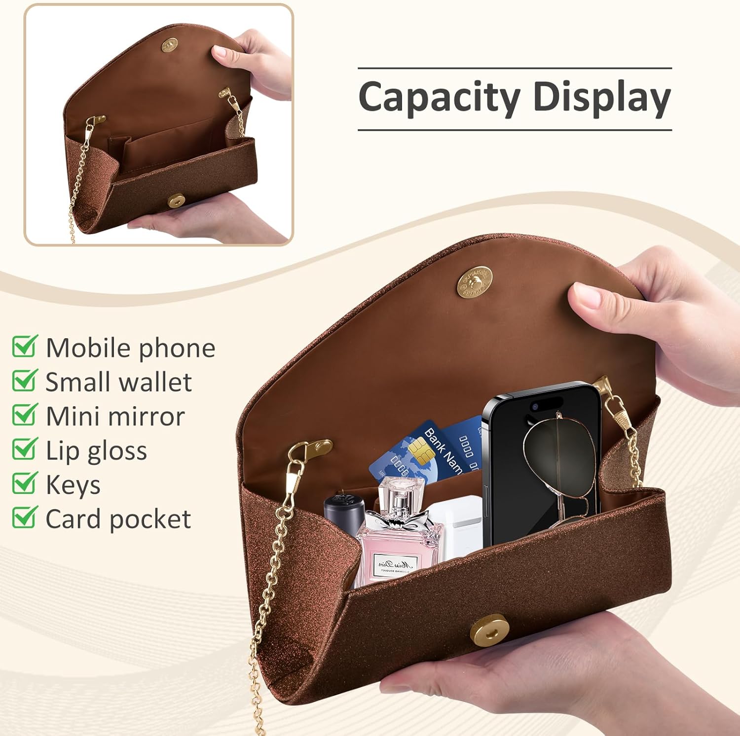 PACETAP Clutch Purses for Women, Handbags with Chain for Women Formal, Evening Bag for Wedding Party Cocktail Prom Dinner - Image 5