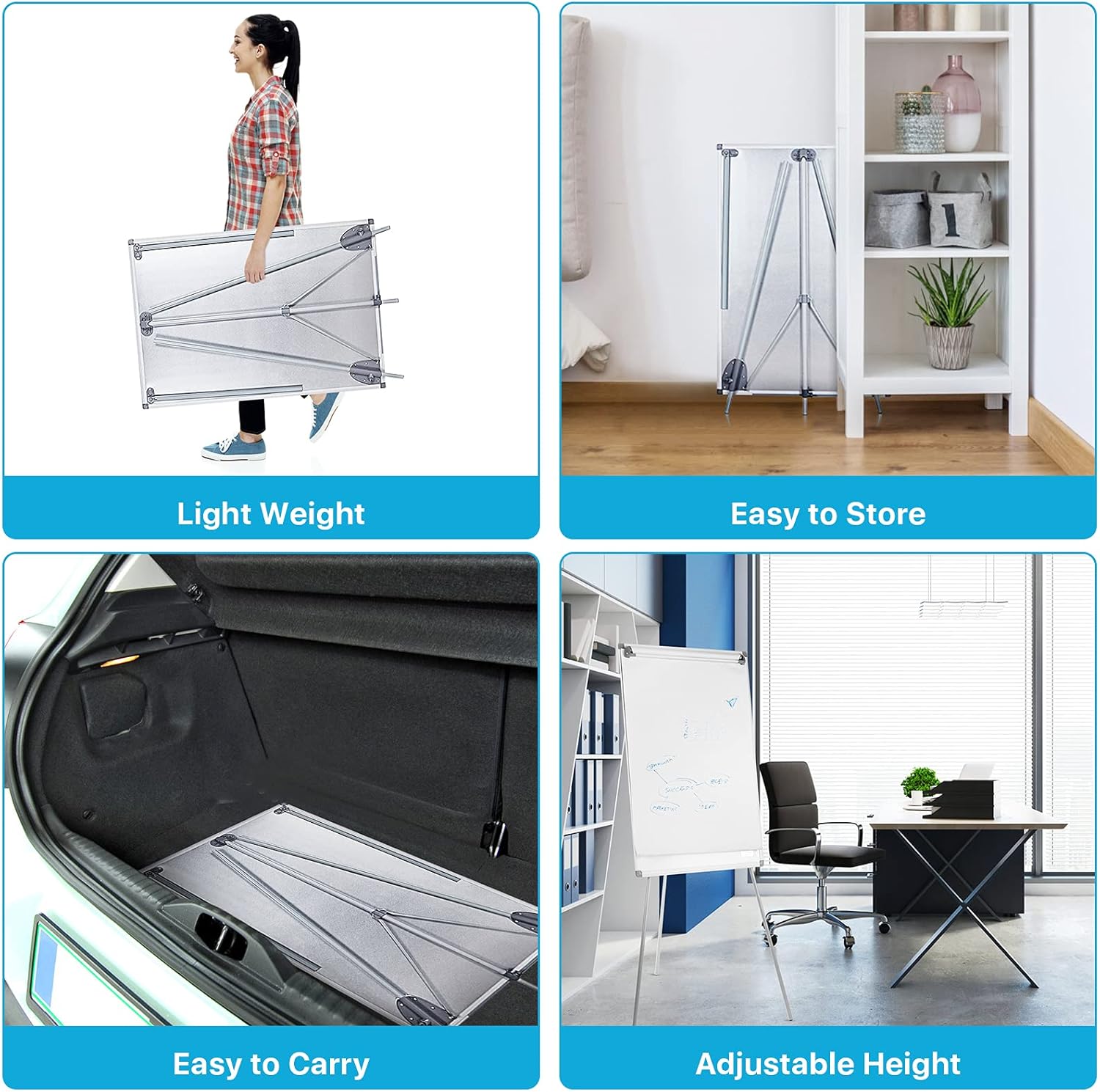 MAKELLO Flip Chart Easel Magnetic Tripod Whiteboard Dry Erase Board with Stand, Extended Display Arms, Adjustable Height, 36X24 inches: Office Products