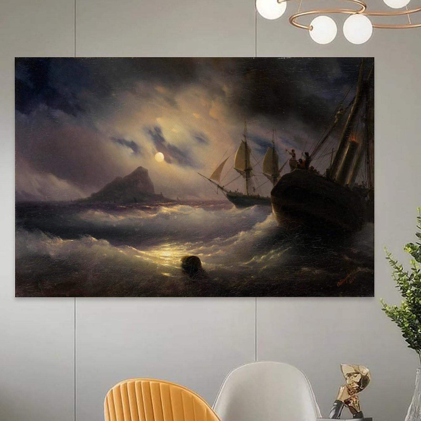 Amazon.com: Ivan Aivazovsky Painter Works《Gibraltar by Night