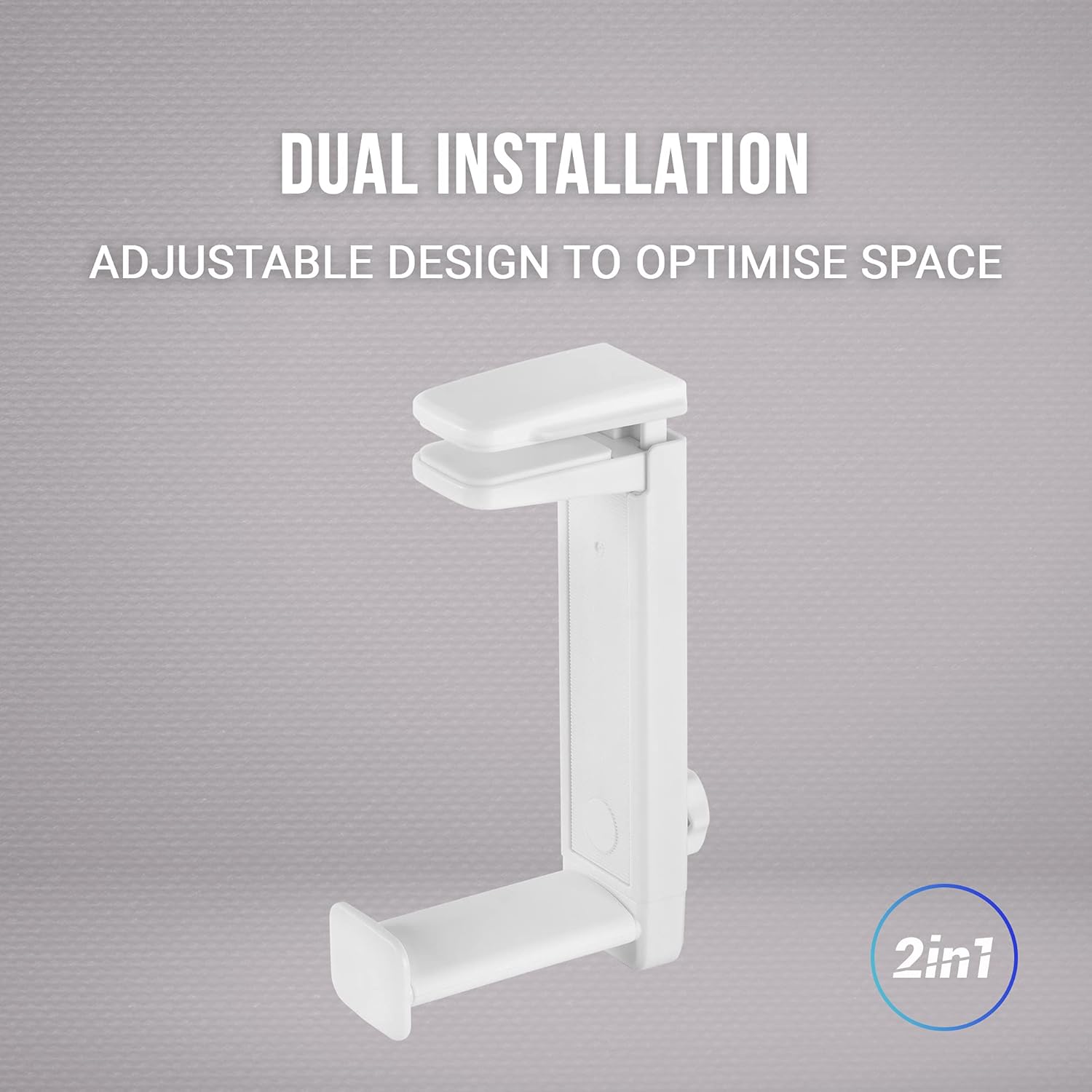 Mars Gaming MHH2 Headphone Stand, Hook and Stand, Cable Management, Height Adjustable, White