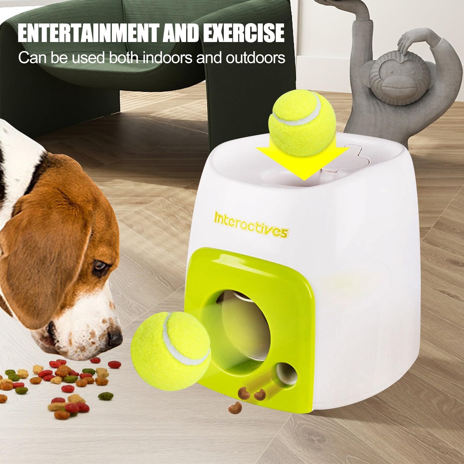 TITA-DONG Distributeur Interactif de Balles et de Friandises pour Chien, Machine de Récompense de Tennis, Distributeur de Jouets, Jeu d'exercice, Jouet pour Chien, Mangeoire Intelligente