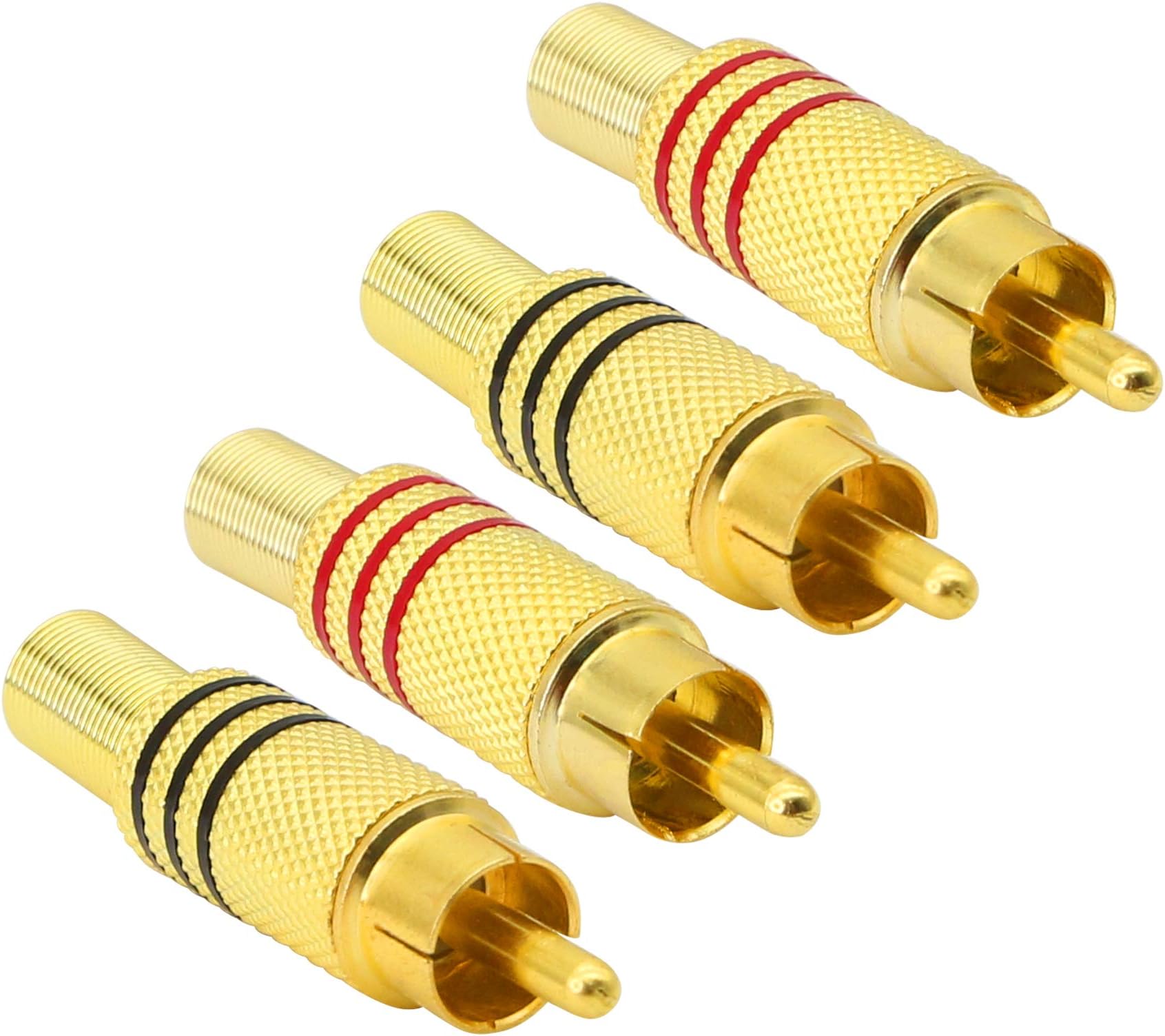 PNGKNYOCN RCA Audio Plug, AV Stereo Gold Plated Male Plug, Spring Coaxial Audio Soldering Free Adapter KANGPING for Conversion Between Audio Device Interfaces（4-pack）