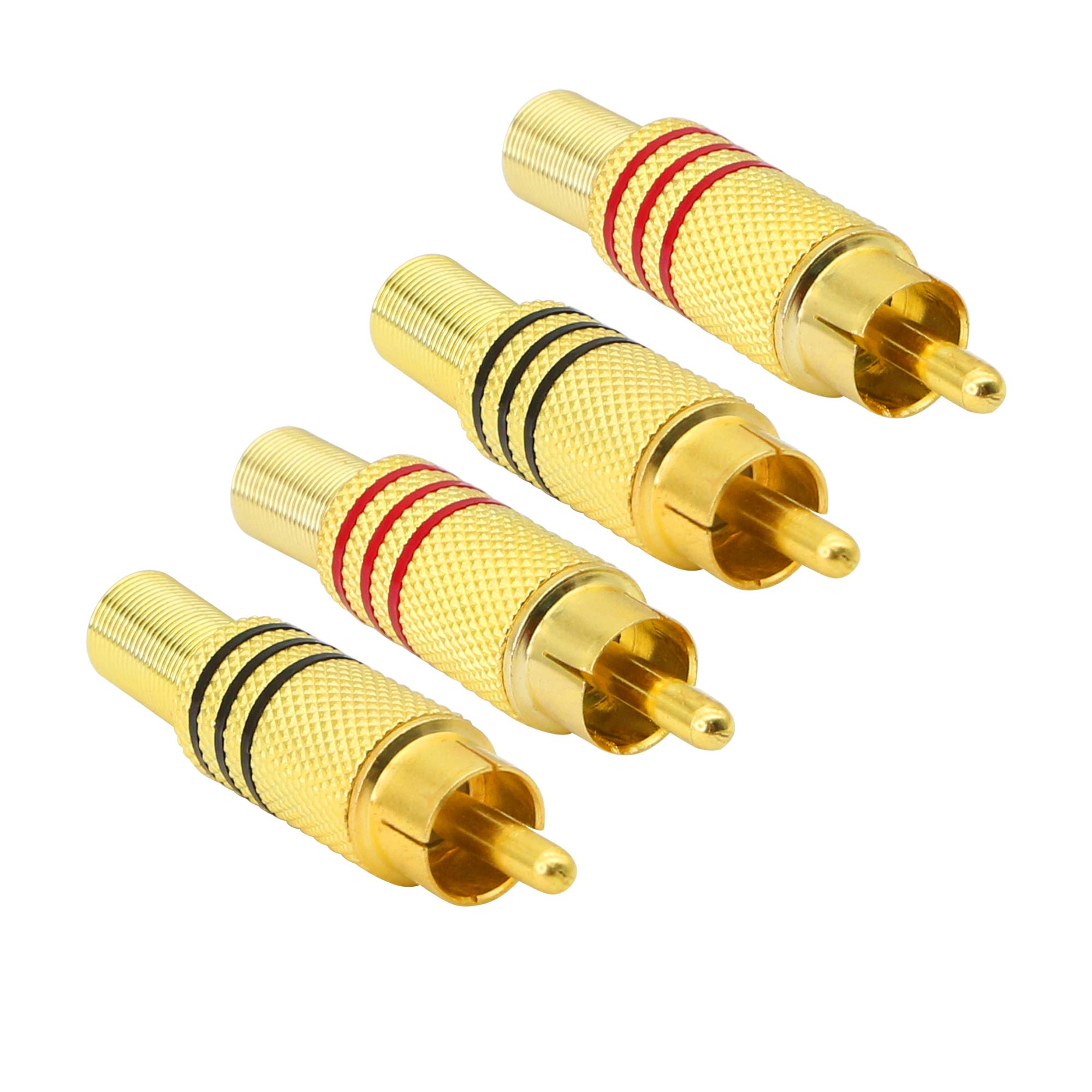 Connettori RCA Maschio A Saldare - 10 Pezzi (2 Rossi, 2 Neri, 2 Blu, 2 Gialli, 2 Verdi), Spina Placcata Oro 24K, Per Audio, Altoparlanti, Amplificatori, Fai Da Te