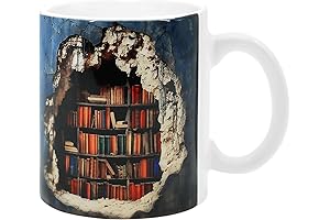 3D Bookshelf Hole In A Wall Ceramic Coffee Mug