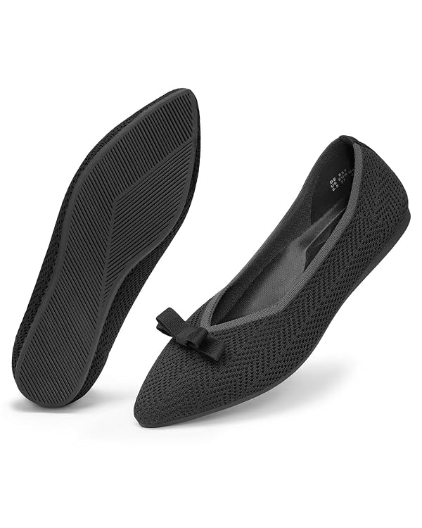 DEXJEWU Women's Pointed Toe Flats Dress Ballet Flats, All Black, 8 US by DEXJEWU - Used condition - US$34.35