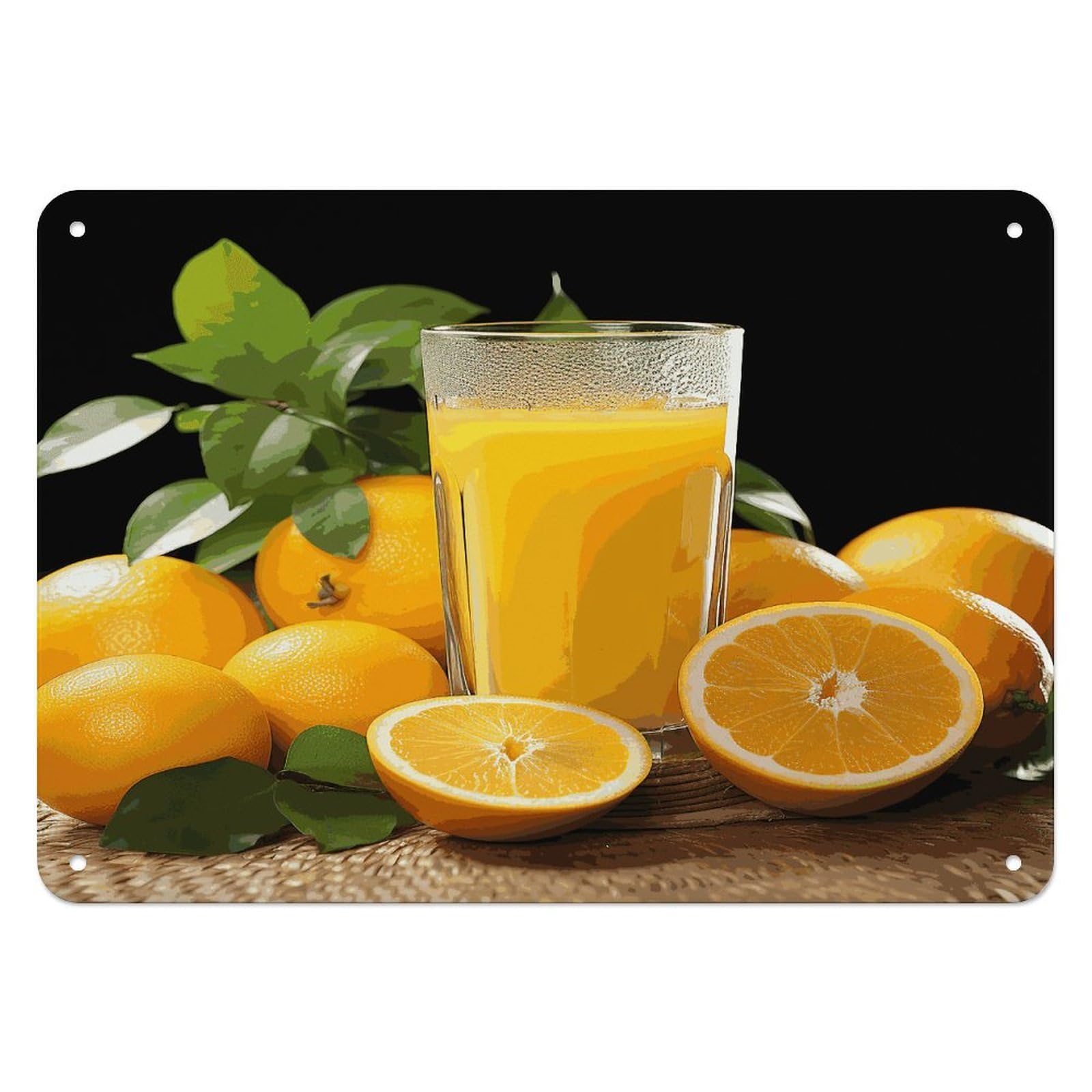 Fekiloot Style Oranges Orange Juice Wall Decor Iron Painting Metal Sign