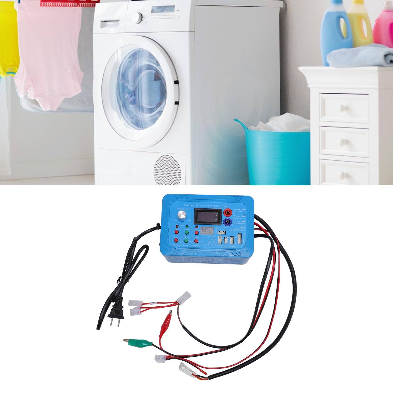 Luocute Probador de Refrigerador Inversor, Instrumento de Prueba de Placa de Frecuencia Variable con Advertencia de Zumbador para Detección y Reparación de Válvula Motorizada de 5 Pines y (Enchufe
