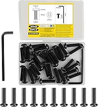 30 Stück M5 Schrauben Set, M5 x 20mm Innensechskant Schrauben Set, Schwarze Rundkopfschrauben Innensechskantschrauben, Linsenkopfschrauben Maschinenschrauben Gewindeschrauben Sets + M3 Schlüssel