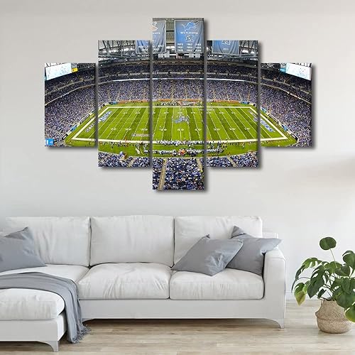 Vista 63 de Cuadros de estadios deportivos de fútbol americano de Minnesota, cuadros de vikingos, 5 paneles, lienzo para pared, arte de pared del estadio