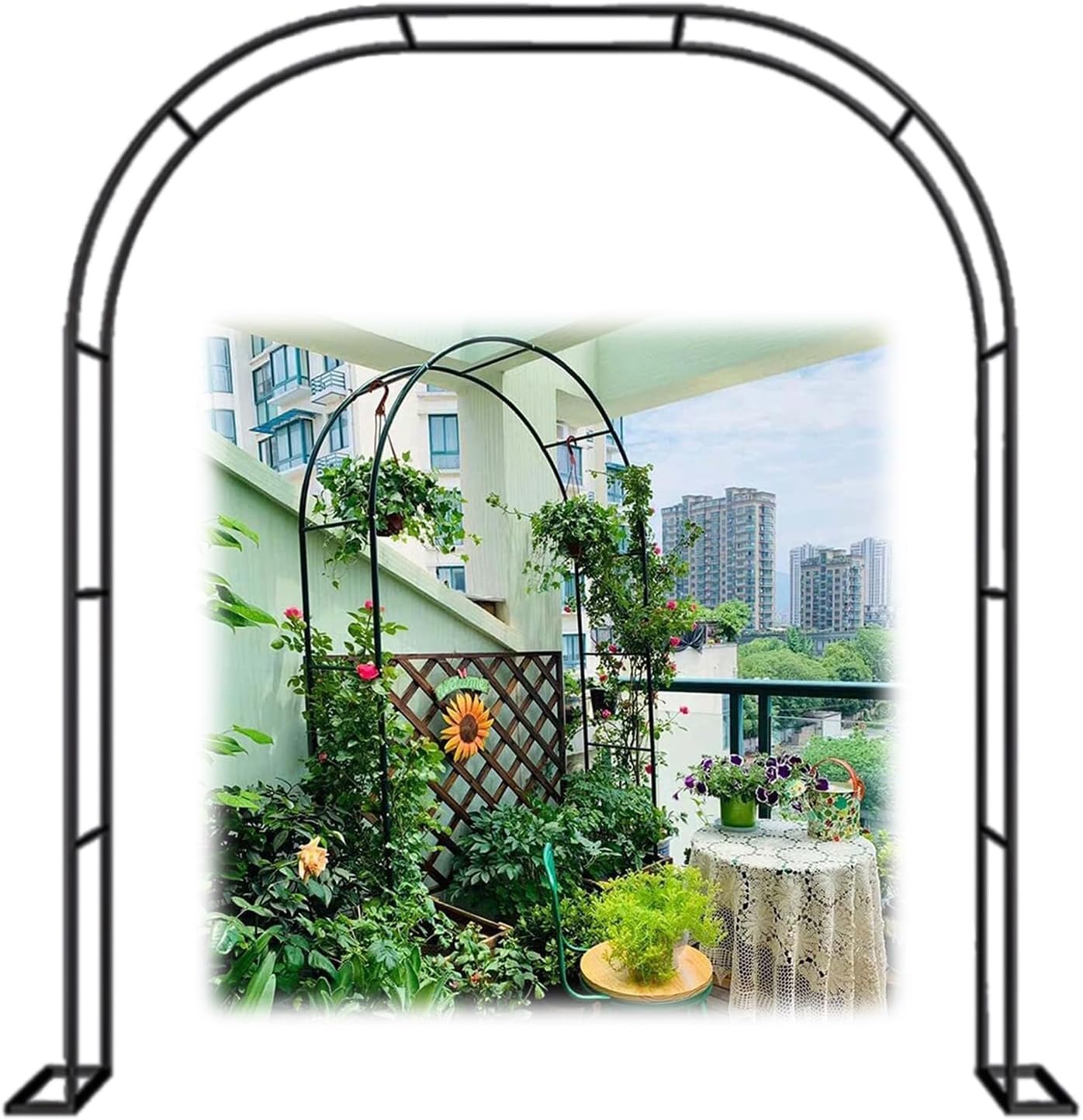 bettght Weather Resistant Metal Garden Arch for Vines Support Garden Decoration Climbing Plants Outdoor Archway(W300xH220cm)