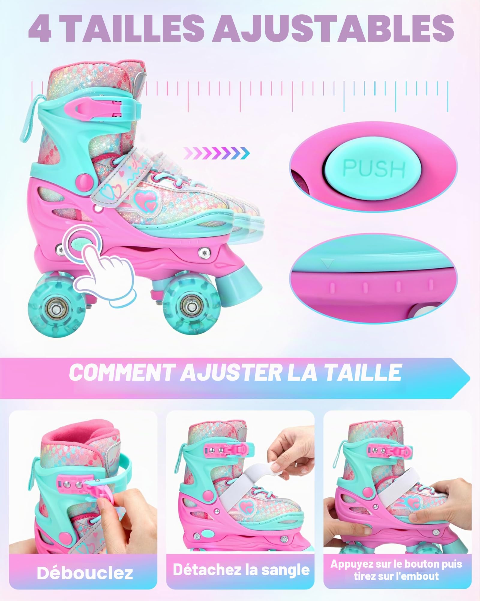 Sportneer Patins à roulettes réglables pour Enfants Adolescents avec équipement de Protection