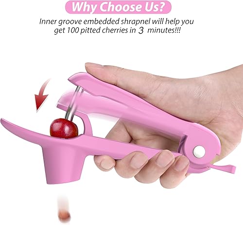 Miniatura 3 de Cherry Pitter - Ordekcity Herramienta de acero inoxidable para remover el carozo de las cerezas con diseño de empuje manual, ahorra tiempo y espacio