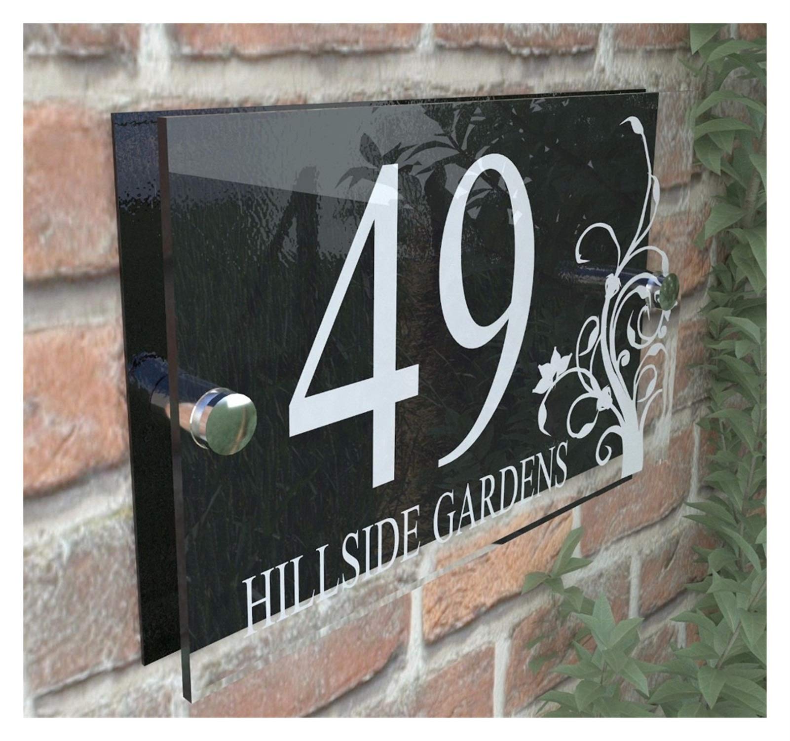 Customized Transparent Acryl Haus Schilder Türschilder Plaketten mit schwarzer verkleidete Tür Nummer und St. Namensschildern Hausnummer (Size : 14cm*20cm)