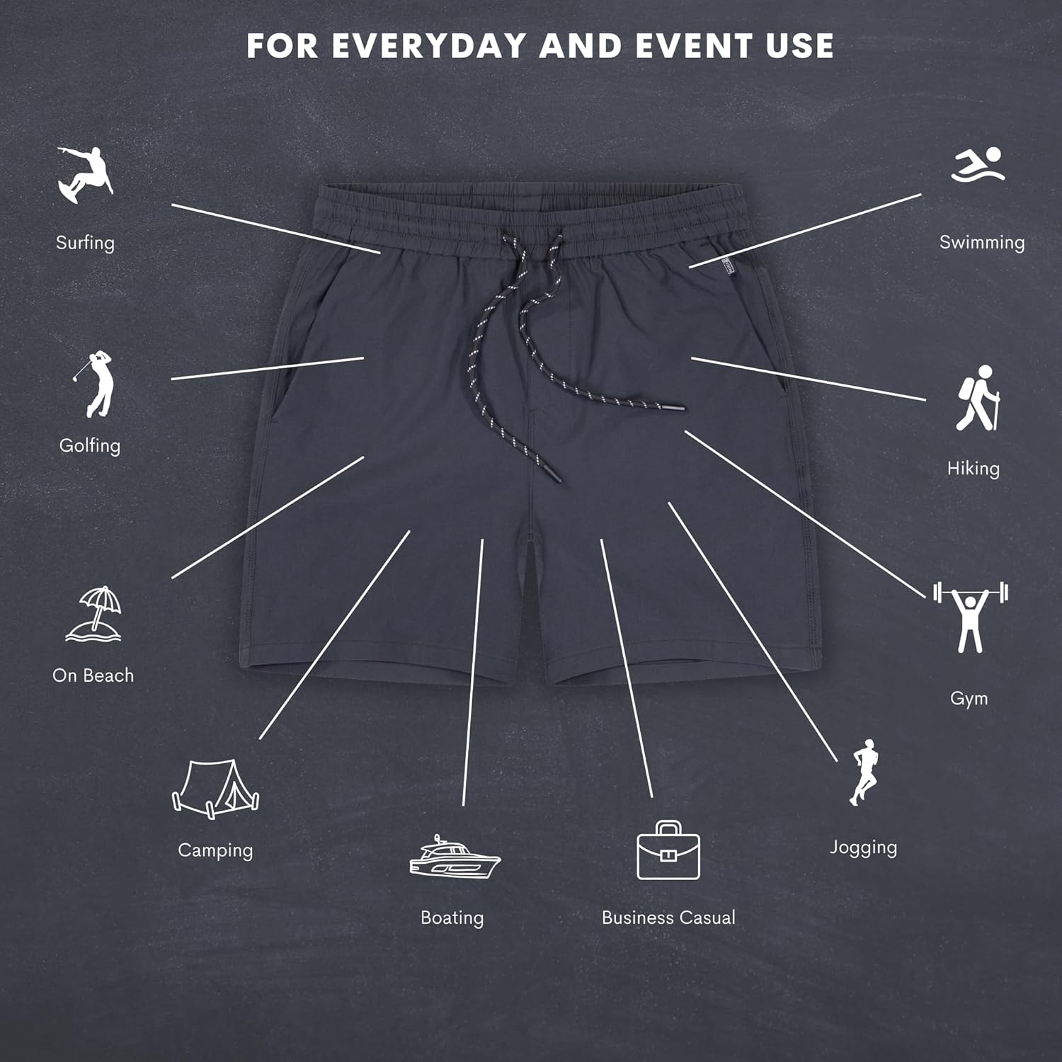 Visive Fixed Hybrid Shorts for Men 5-7-9 Inch Flat Front Casual Chino Golf Quick Dry Stretch Lightweight Premium Fit