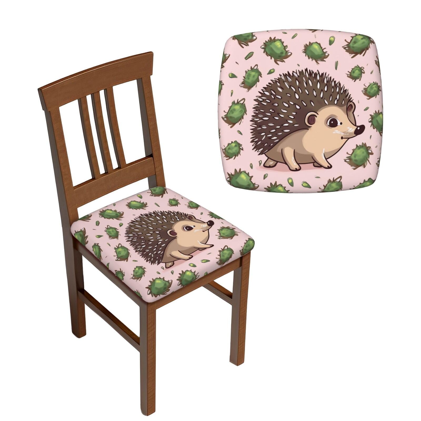 NONHAI 6PCS Dining Chair Seat Covers Set Cartoon Hedgehog Stretch Removable Chairs Covers Washable Seat Cushion Slipcovers Protector for Dining Room Kitchen Chairs