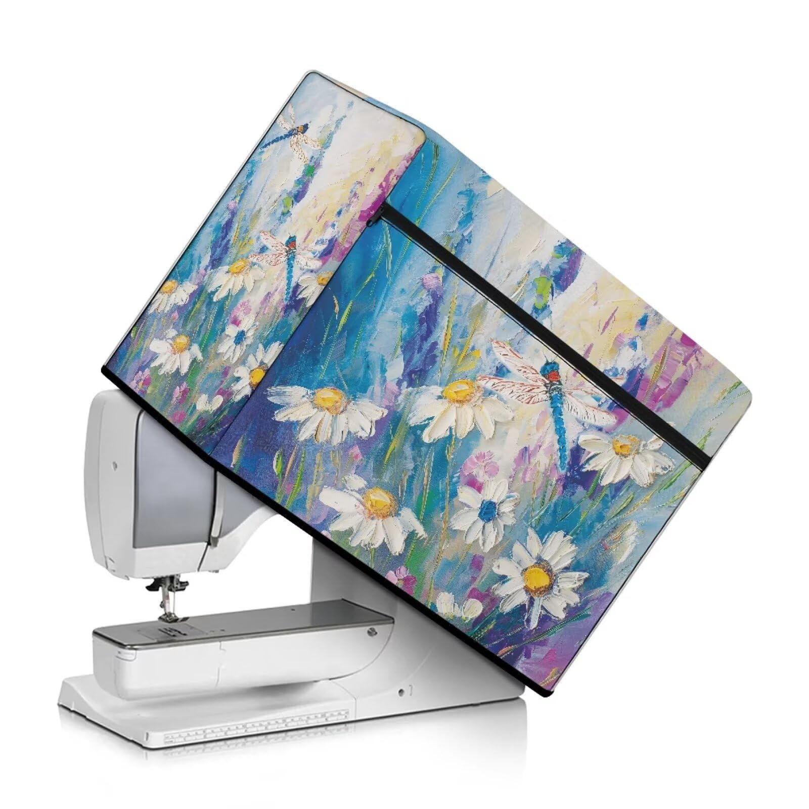 Kathyboom Women's Daisy Sewing Machine Cover With Front Pockets For Sewing Accessories,Compatible With Most Standard Sewing Machines