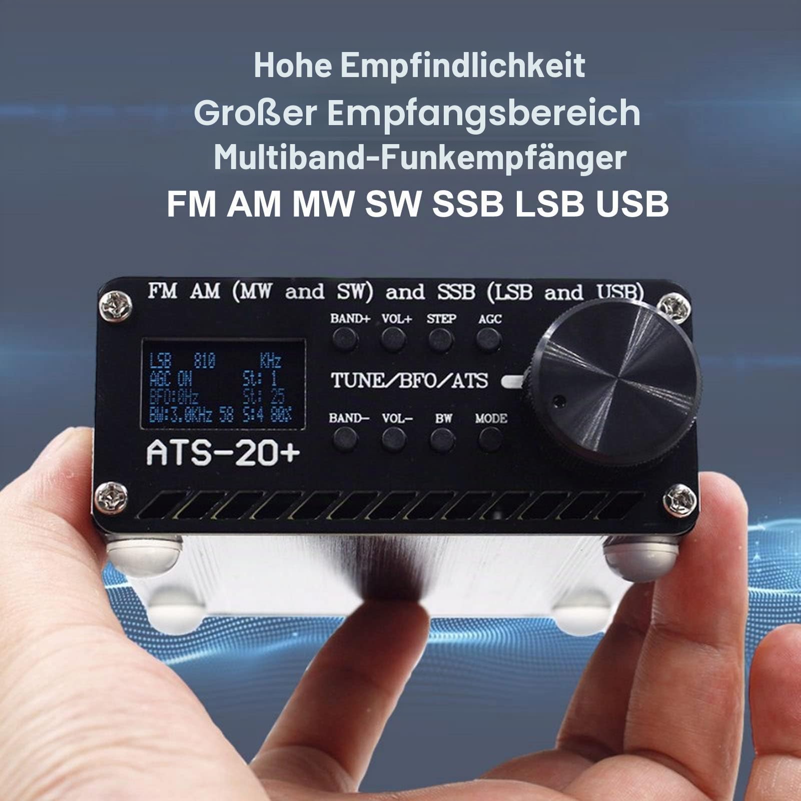 Funkempfänger, Mehrere Kanäle Typ C Digitalempfänger FM AM World Band Empfänger ATS 20+ Tragbarer Kleiner Funkempfänger für Outdoor-Camping zu Hause