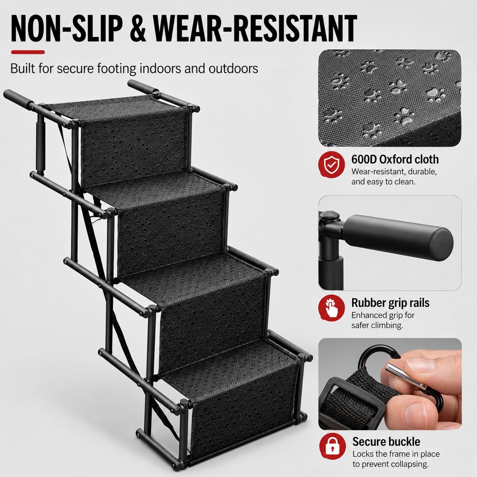 Hundetreppe Auto, Klappbar Hunderampe bis 60kg, Hunderampe Auto, Rampe Hund, Hunderampen für Große Hunde, Hundetreppen, Hundeleiter für Große & Kleine Tiere