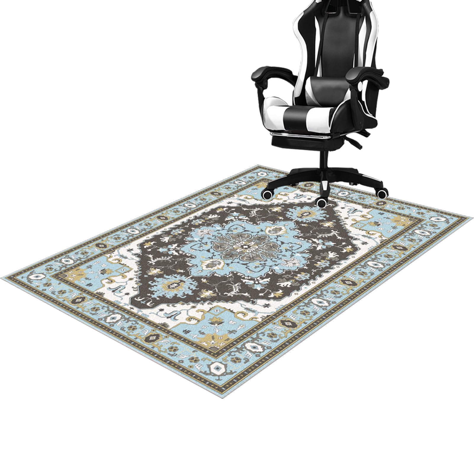Office Chair Mat for Carpeted Floors, Vintage Floor Protectors for Rolling Chairs, Non-Slip Gaming Chair Mat for Wooden Floors, Home Office Floor Protection Mat Desk Chair Mat for Carpet 90 x 140 cm