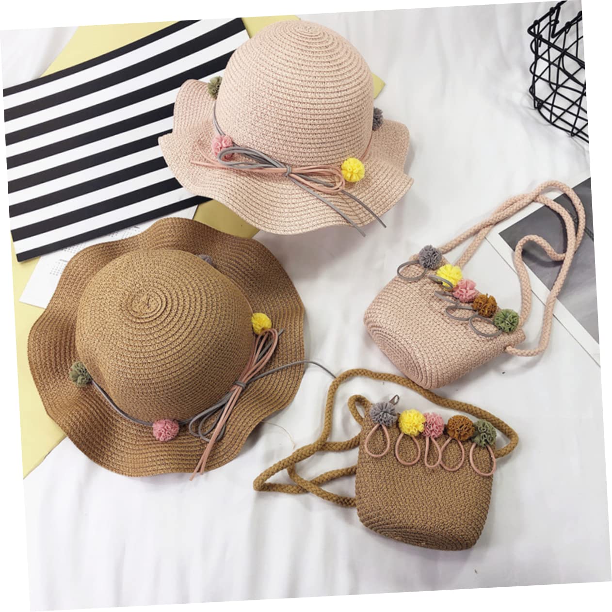 HHRFCS Sombrero para el Sol para niños y niñas Bolsa de Almacenamiento a Juego Sombrero de Playa Ligero UV para niñas para Actividades al Aire Libre y Vacaciones Caqui