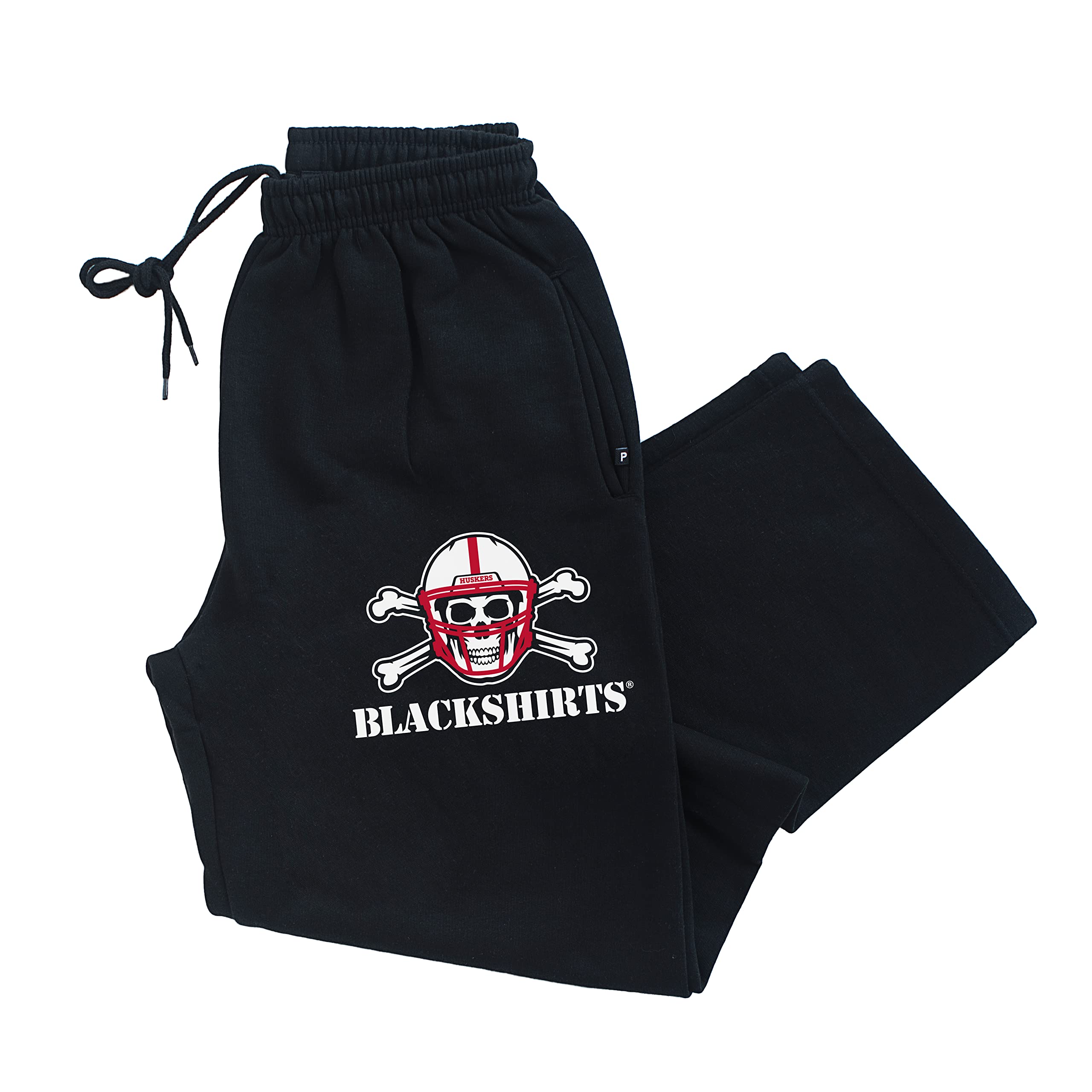 CornBorn Nebraska Huskers Sweatpants - Premium Fleece New Official Blackshirts Logo - Black - 3X