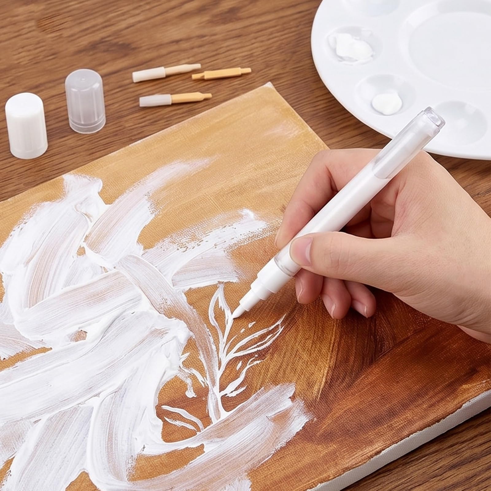 Juego de 16 marcadores de pintura blanca de recambio con 3 estilos de puntas para artistas y proyectos artesanales, marcadores de dibujo de múltiples puntas