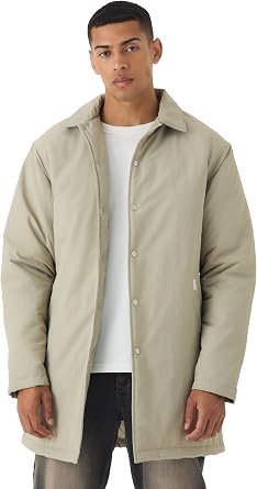 Man Tab Crinkle Longline Mac Jacket In Sand