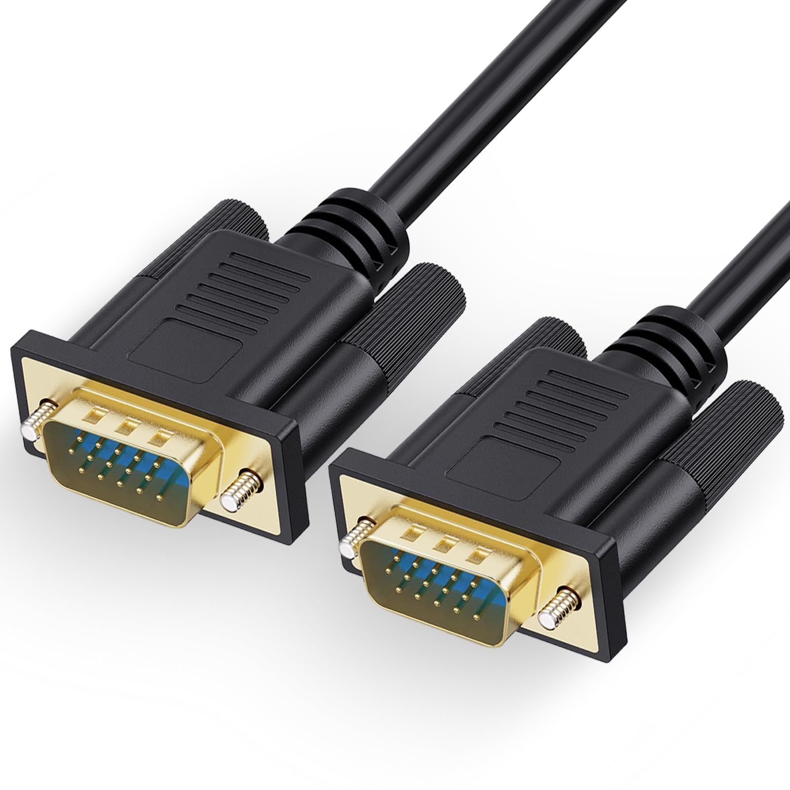 Omivine Vga Kabel 1,8 M – VGA auf VGA Monitor Kabel 1080P Full HD PC Kable für Computers, Bildschirm, Beamer, Projektor, D-Sub Schwarz, Stecker auf Stecker - Schwarz