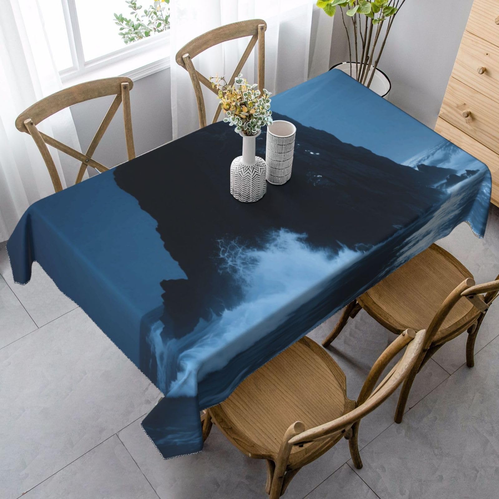 Mountain Moon Rectangle Tablecloth 35x55 Inch, Washable Reusable Farmhouse Table Cloths Wrinkle Free And Spillproof Kitchen Dinning Table Cover For Party Wedding Picnic Home Decor Tablecloths