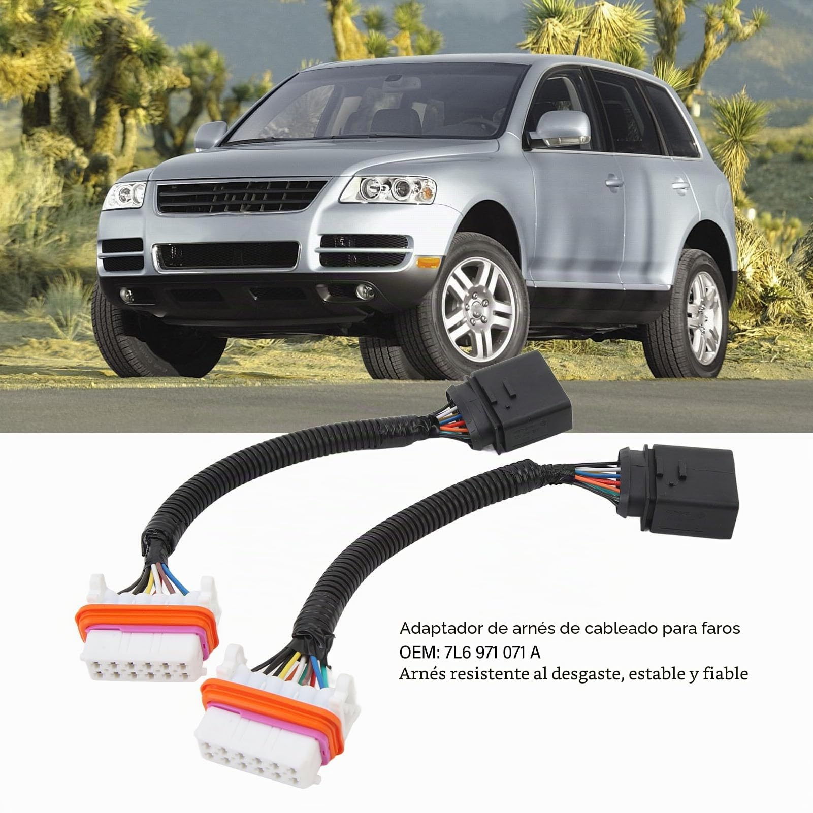Adaptador de Arnés de Cableado de Faros, 2 Piezas de Arnés de Cableado de Faros HID para Automóvil 7L6 971 071 A Piezas de Repuesto de Conector de Cable de Faro Resistente Al