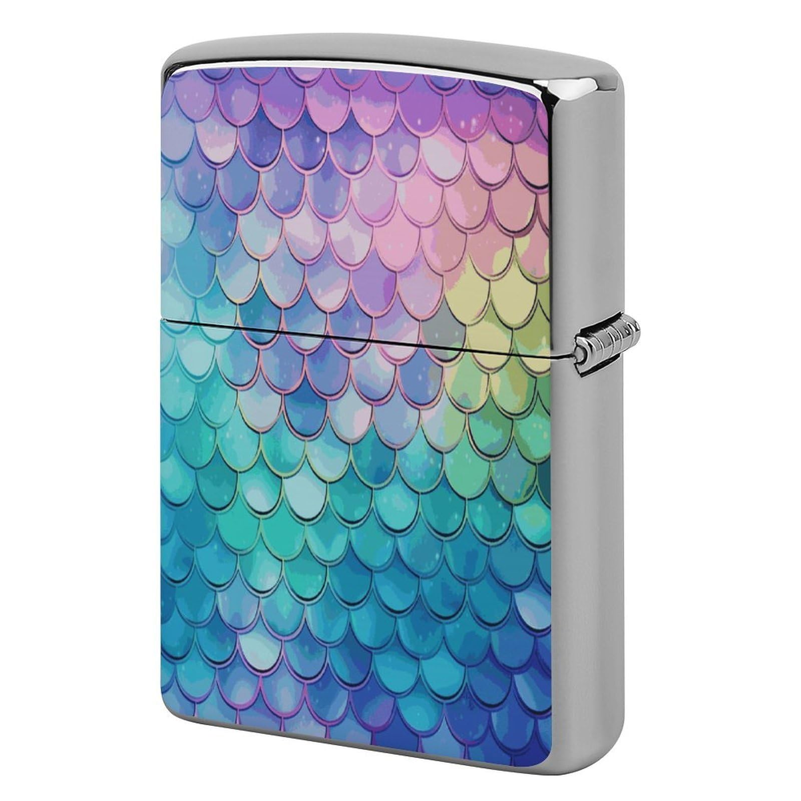 Fodpand Style Dreamy Gradient Mermaid Scales Metal Lighter Case Cover Lighter Sleeve