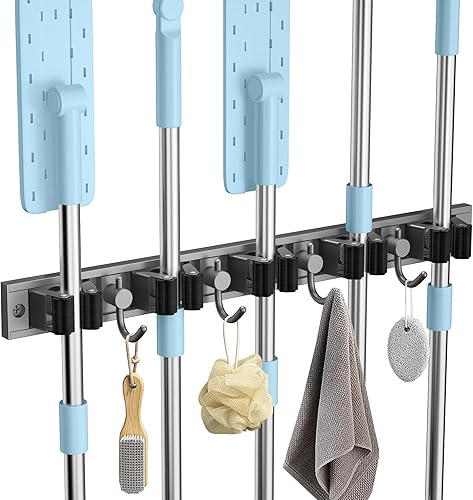 Soporte para escobas, soporte de pared, soporte de pared, organizador de herramientas de escoba de garaje, organizador de herramientas para colgar