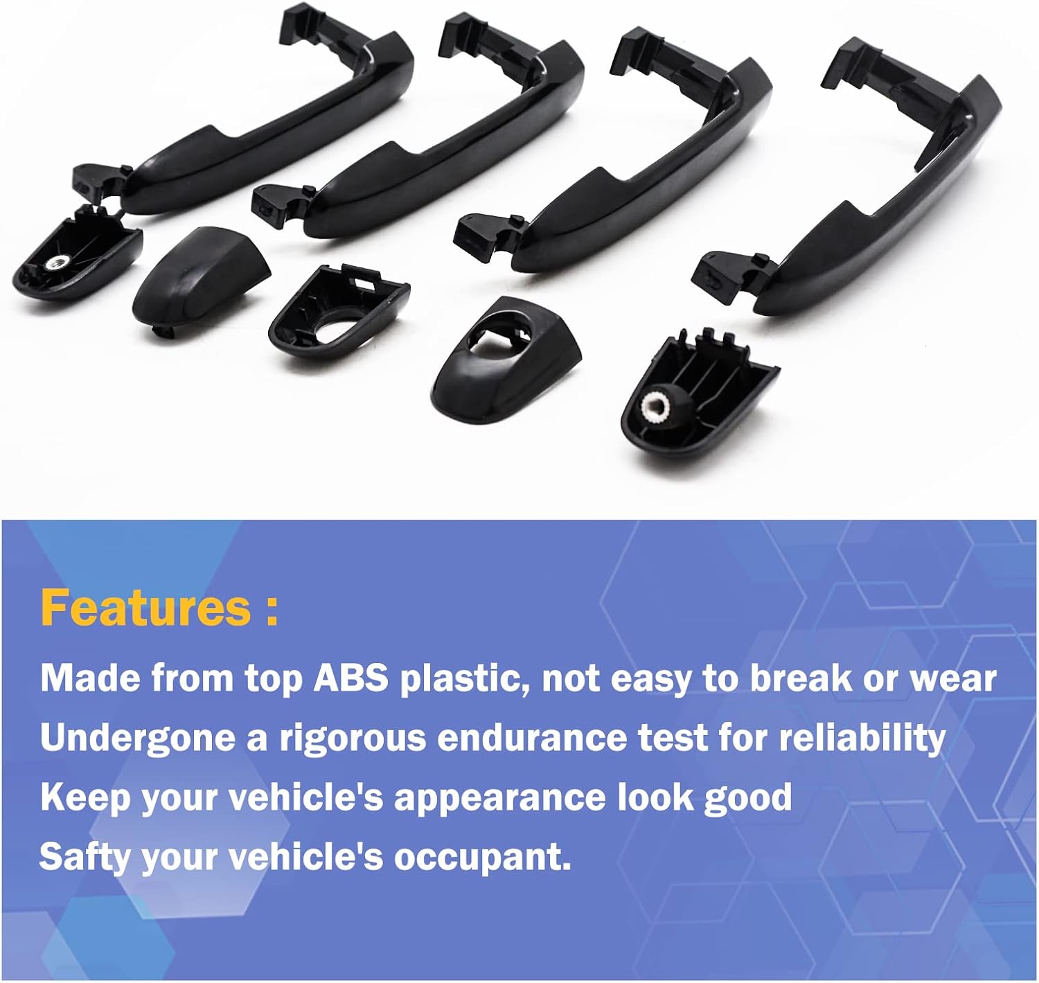 X4XZ 4Pcs Front Rear Left Right Exterior Door Handle Driver Passenger Side for 2006-2010 Hyundai Sonata 826513K000