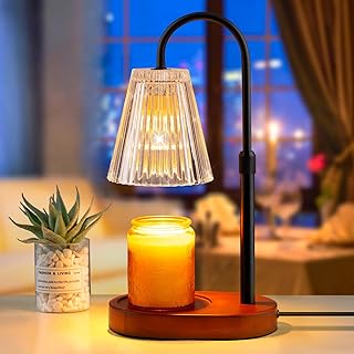 Candle Warmer Lamp with Timer - Electric Candles Wax Warmers Glass Lamps For Jar Candles Burner Adjustable Height and Dimmable Light Modern No Flame Scented Candle Warming Lantern Melter Light 2 Bulbs