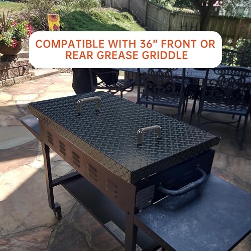Miniatura 3 de ECOTRIC Tapa de parrilla dura de 36 pulgadas con asa, cubierta exterior con recubrimiento en polvo, aluminio ligero y duradero, compatible con