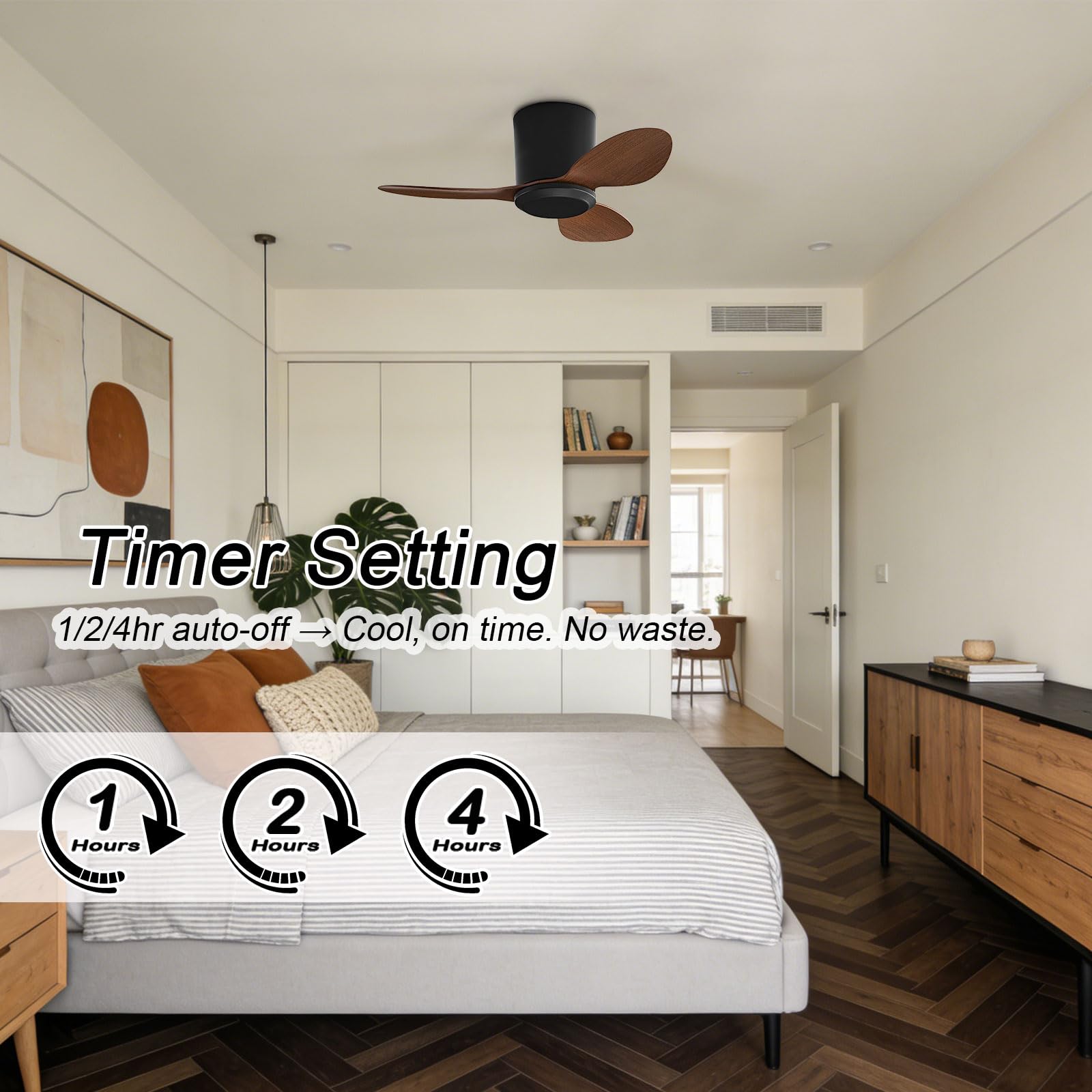 Ventilatore da soffitto senza luce Piccolo ventilatore da soffitto moderno con telecomando 6 velocità ventilatore da soffitto senza luci per ristorante camera da letto Patio (25 pollici)