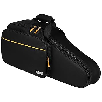 Vaguelly Alto Saxophone Case, Oxford Alto Sax Bag Backpack with 18mm Padding, Shoulder Strap, External Pocket, Saxophone Carrying Bag, Black