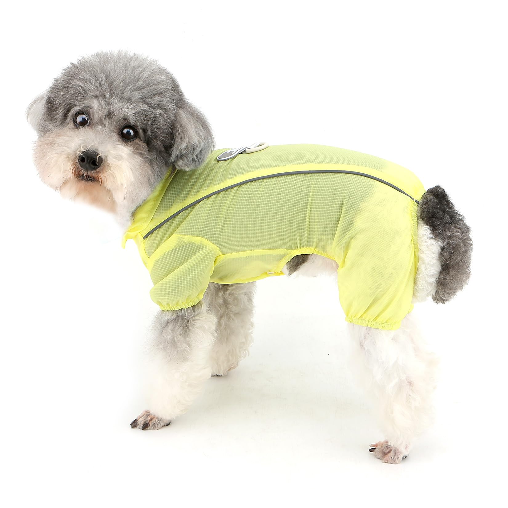 Zunea Summer UV Sun Protection Dog Jumpsuit for Small Dogs Reflective Cool Puppy Clothes Romper with D-Ring 4-Legged Soft Lightweight Overall Outfits Chihuahua Doggy Apparel Yellow XXL