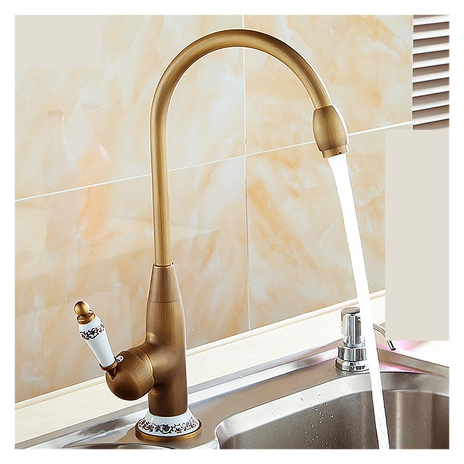 Kitchen Faucet, Kitchen Faucets Antique Bronze Faucet for Mixer Tap with Ceramic Crane Cold and Hot Sink Water Mixers