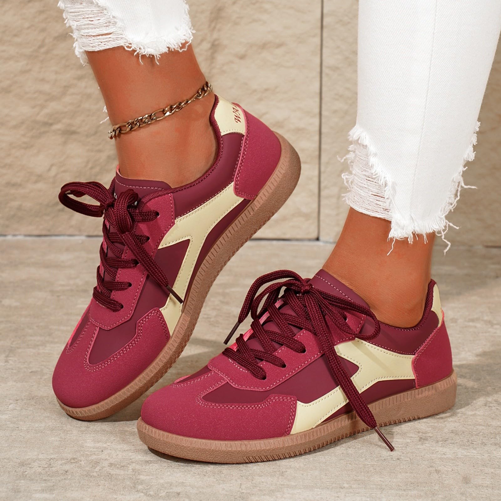 Generisch Scarpe da ginnastica da donna per il tempo libero, stile retrò, classiche e alla moda | Scarpe sportive con lacci, per tennis e skateboard, antiscivolo, leggere, comode scarpe estive per il lavoro