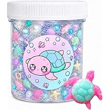 Hoshimi Slimes Save The Turtles Clear Slime Ages 8+ 4oz Handmade Thick Crunchy Sensory ASMR Slime with Turtle & Seashell Charms