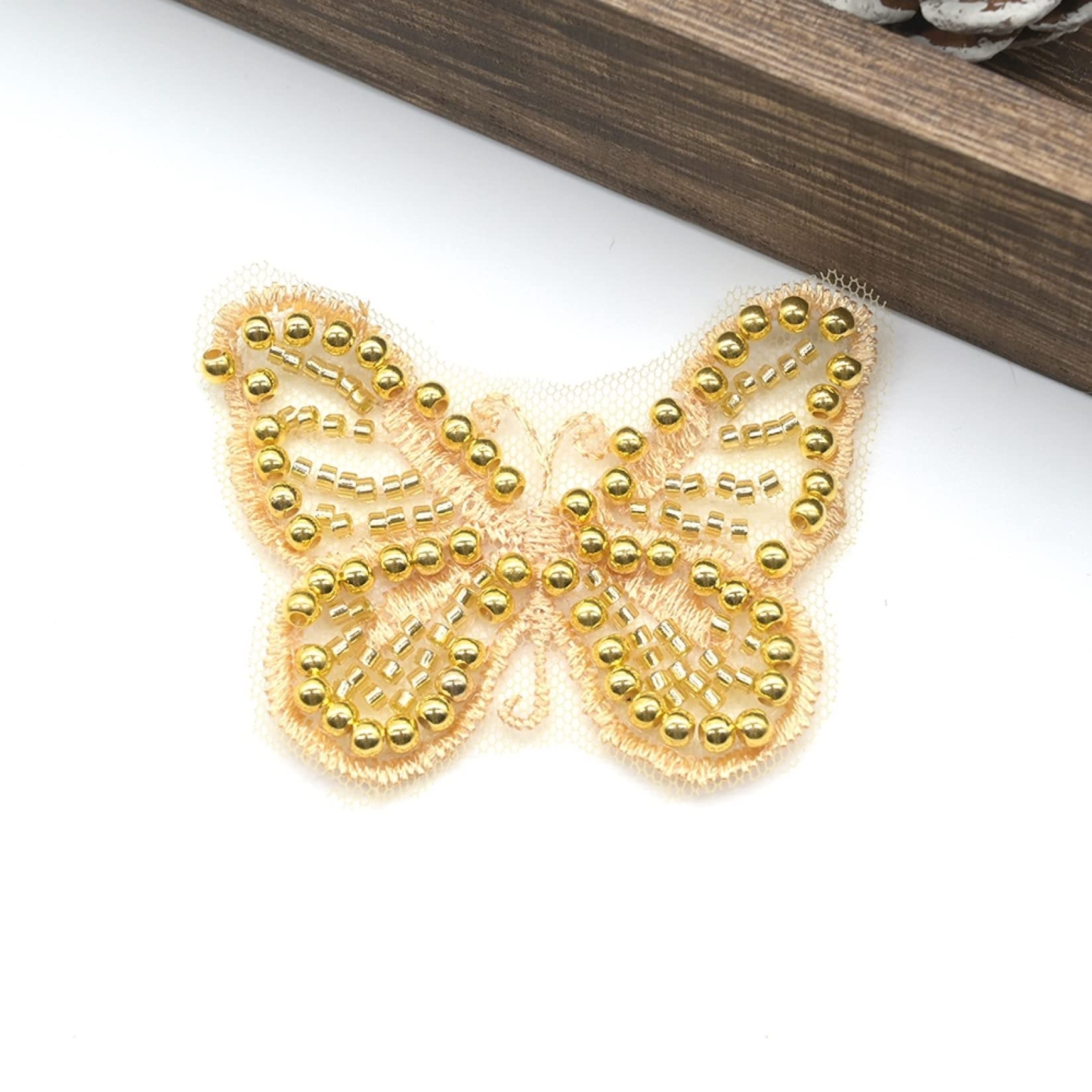 5pcs Beaded Sequins Butterfly Embroidery Patches DIY Crafts Gold Lace Applique Dress Clothing Decoration Sewing Crafts